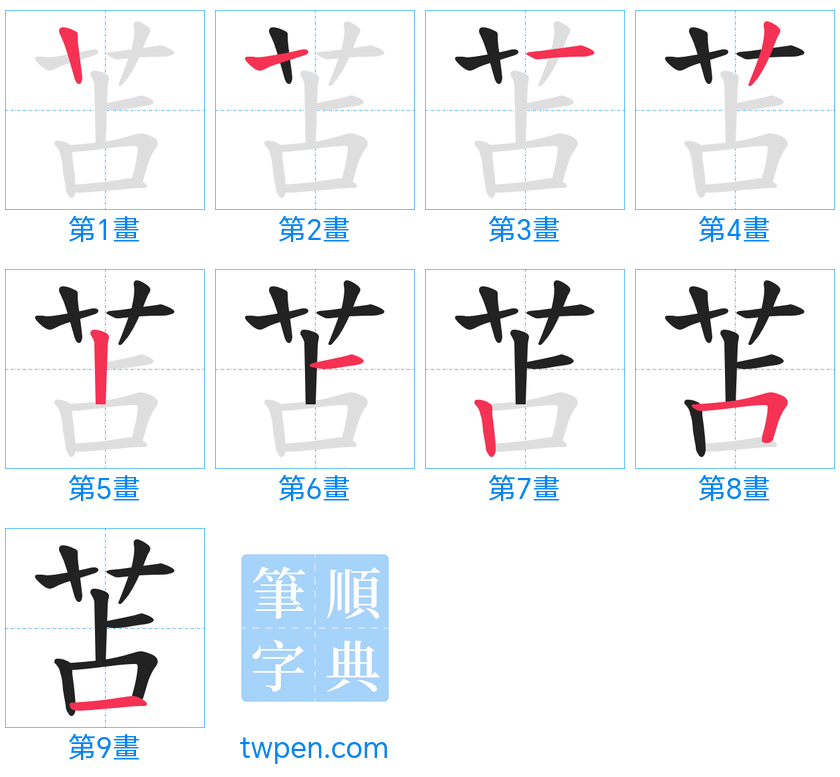 “「苫」的筆畫”