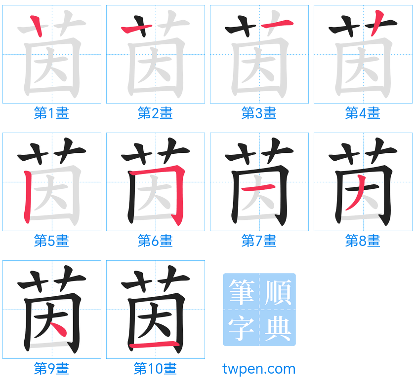 “「茵」的筆畫”