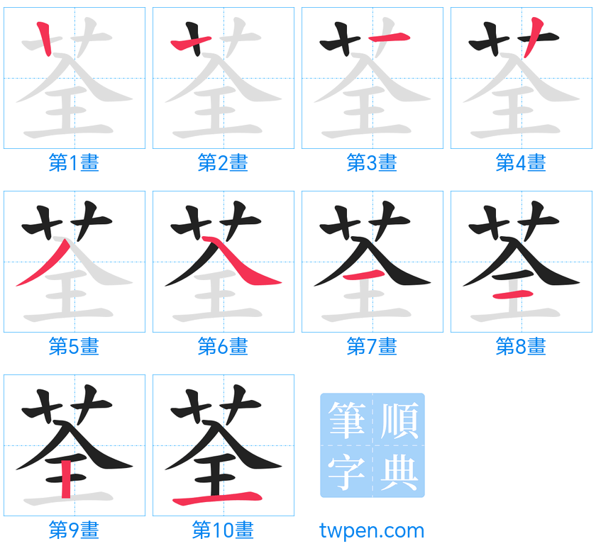 “「荃」的筆畫”