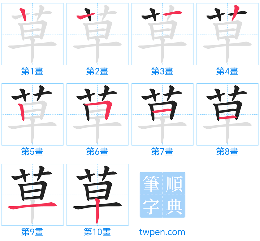 “「草」的筆畫”