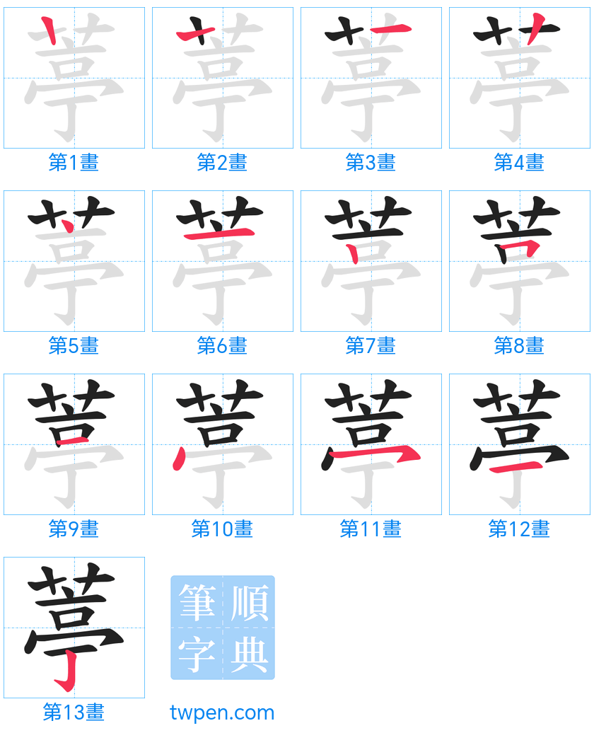 “「葶」的筆畫”