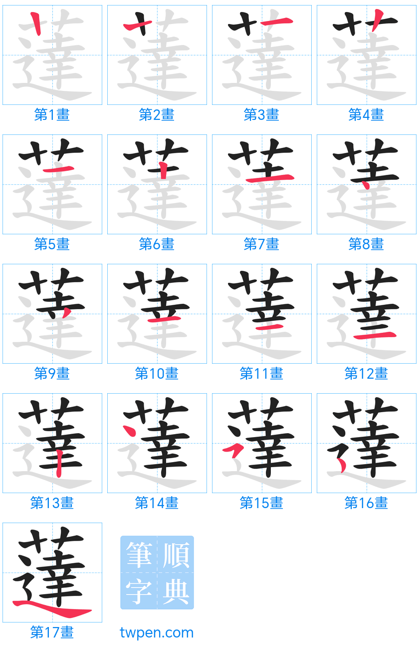 “「薘」的筆畫”