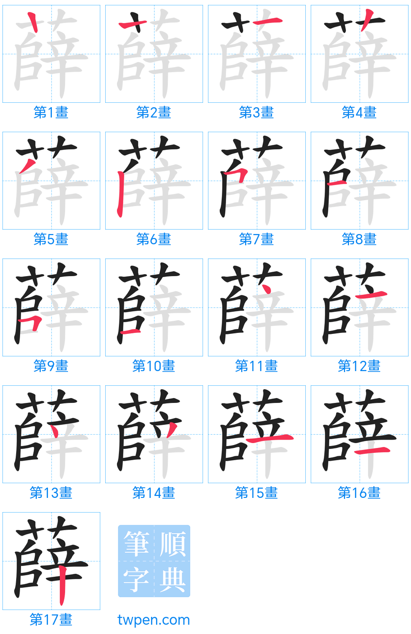 “「薛」的筆畫”