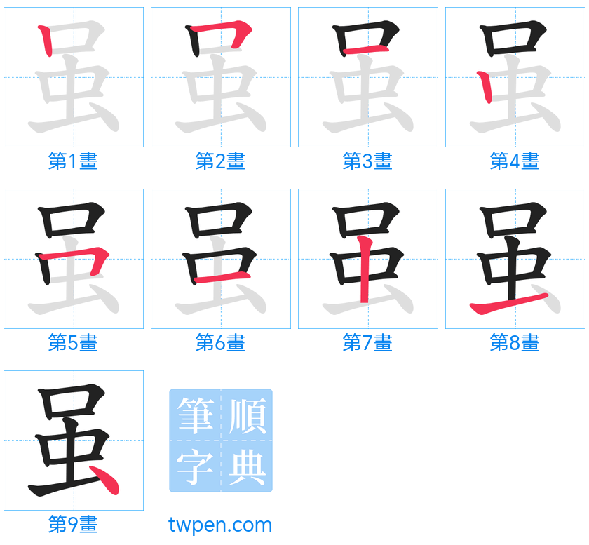 “「虽」的筆畫”