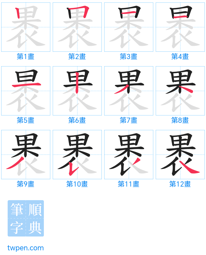 “「褁」的筆畫”