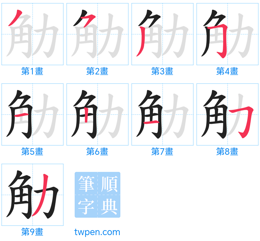 “「觔」的筆畫”