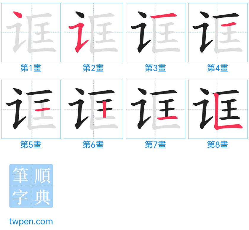 “「诓」的筆畫”