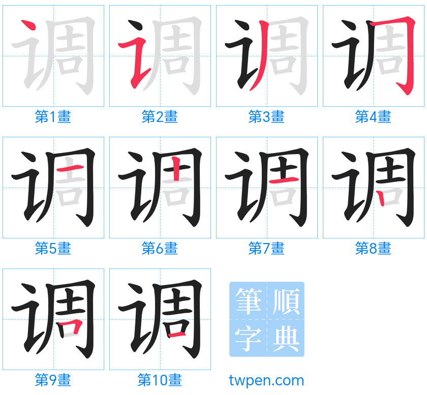 “「调」的筆畫”