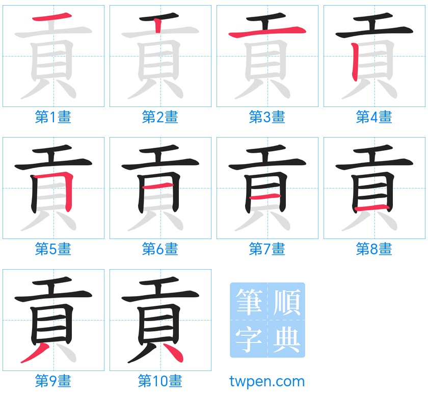 “「貢」的筆畫”