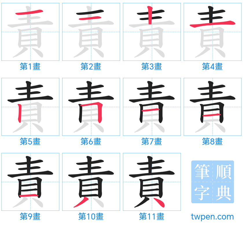 “「責」的筆畫”