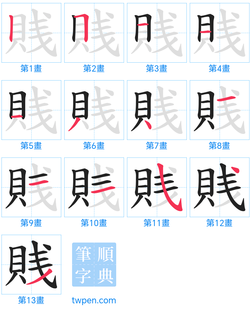 “「賎」的筆畫”