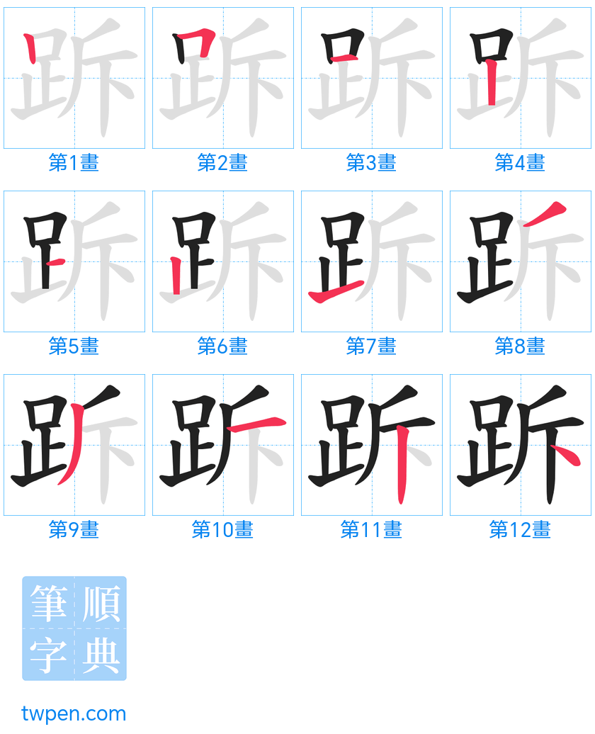 “「跅」的筆畫”