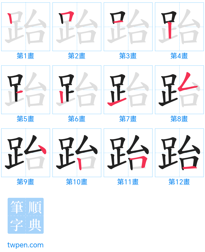 “「跆」的筆畫”