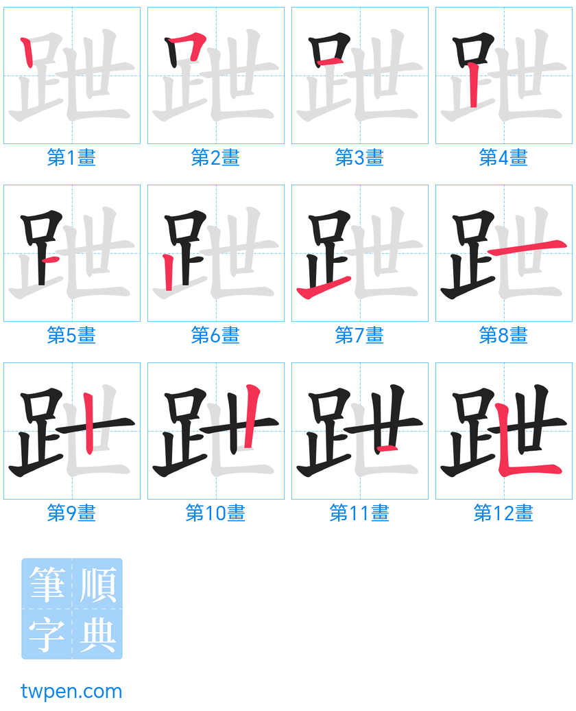 “「跇」的筆畫”