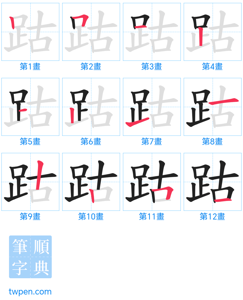 “「跍」的筆畫”