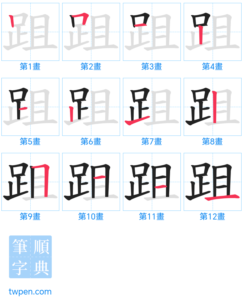 “「跙」的筆畫”