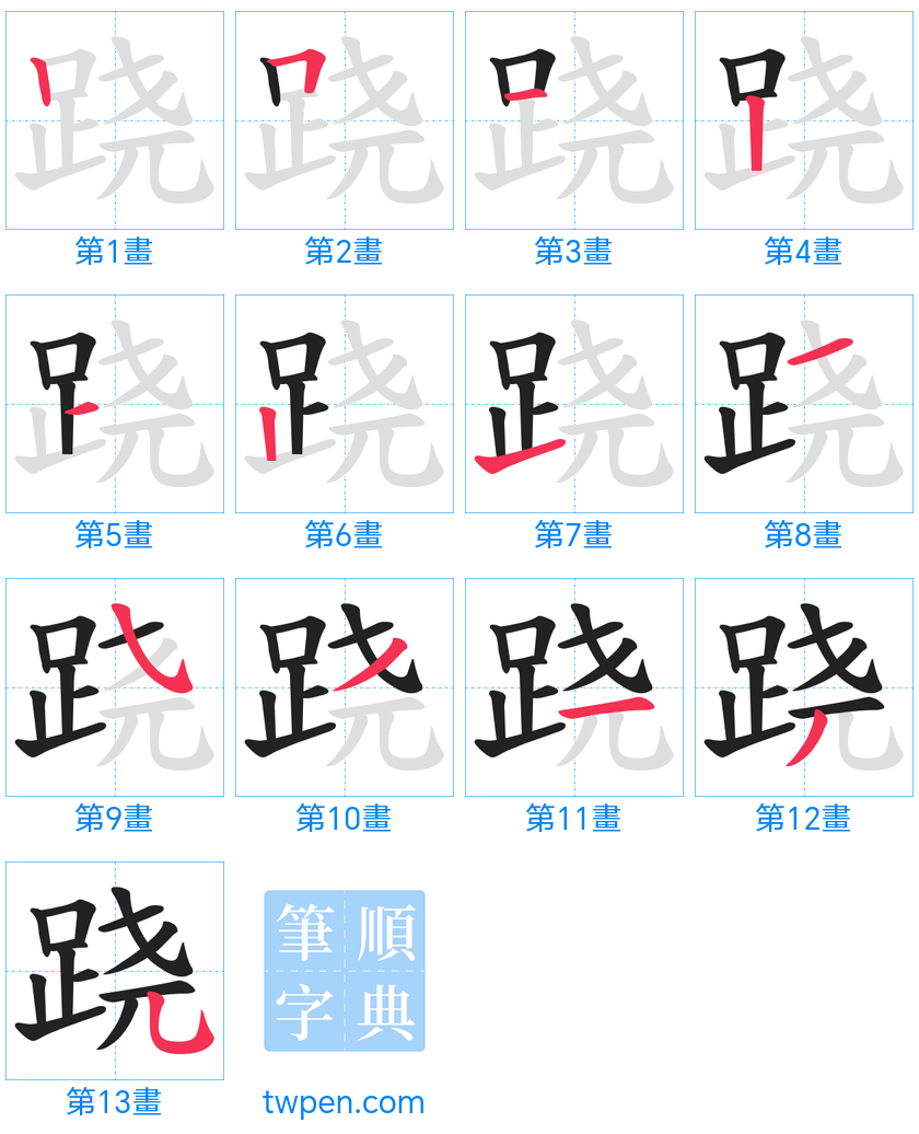 “「跷」的筆畫”