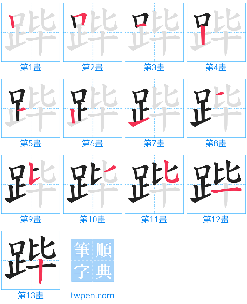 “「跸」的筆畫”