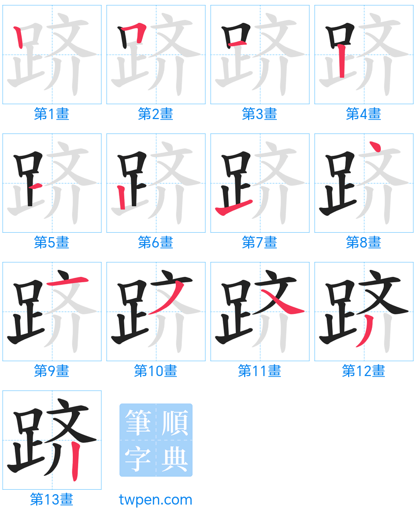 “「跻」的筆畫”