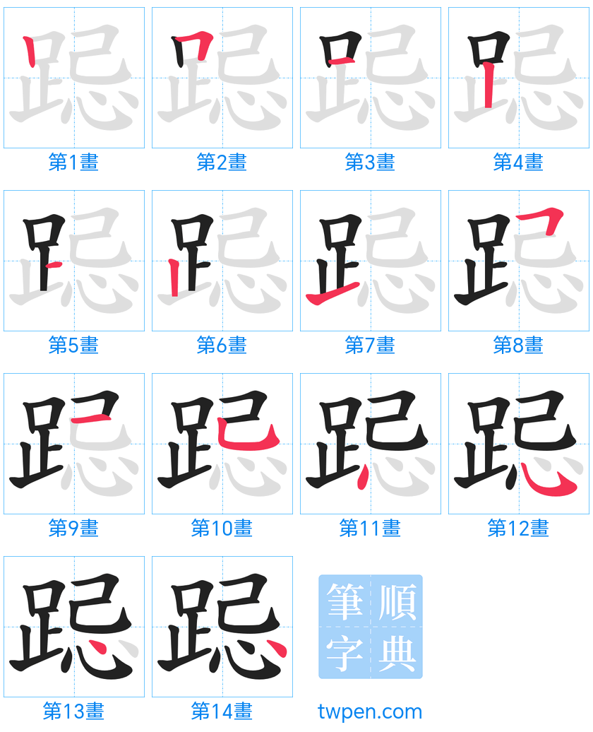 “「跽」的筆畫”