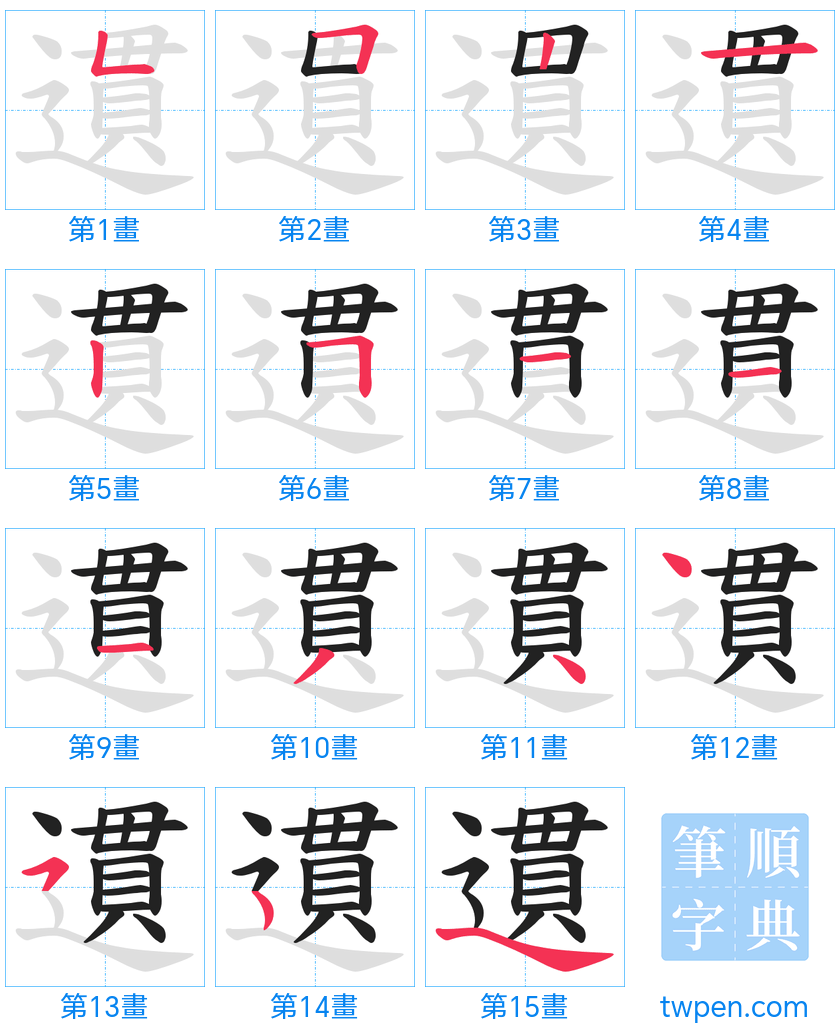 “「遦」的筆畫”