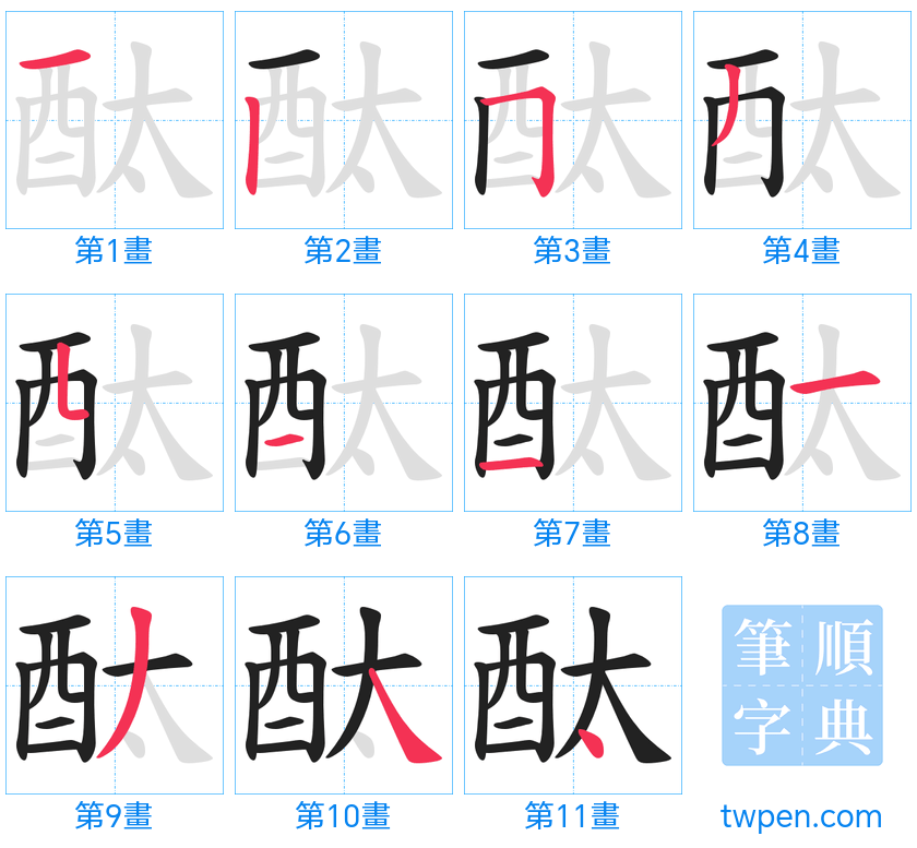 “「酞」的筆畫”