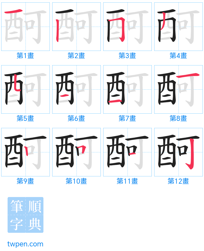 “「酠」的筆畫”