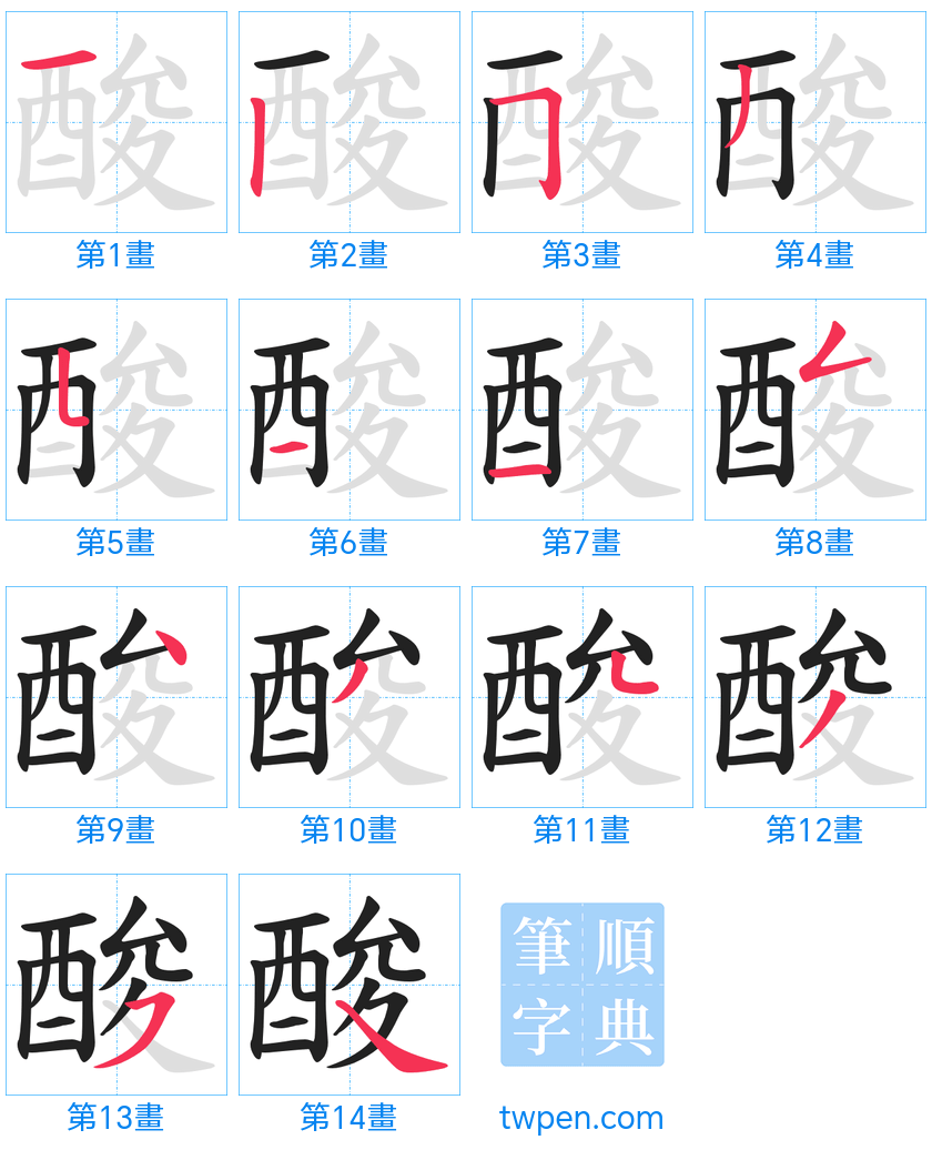 “「酸」的筆畫”