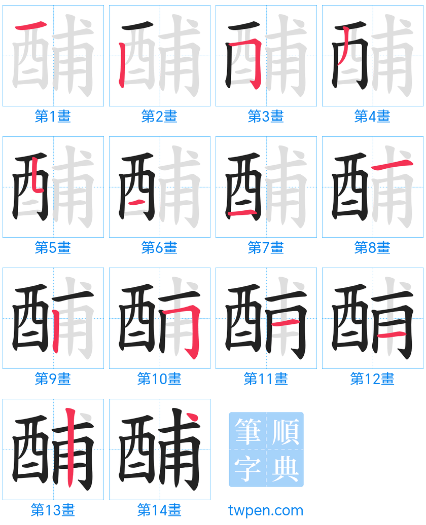 “「酺」的筆畫”