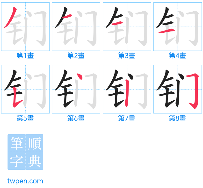 “「钔」的筆畫”