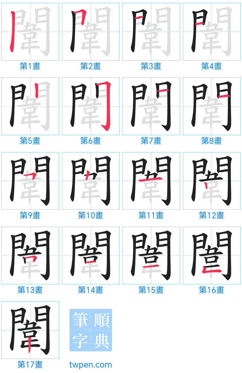 “「闈」的筆畫”