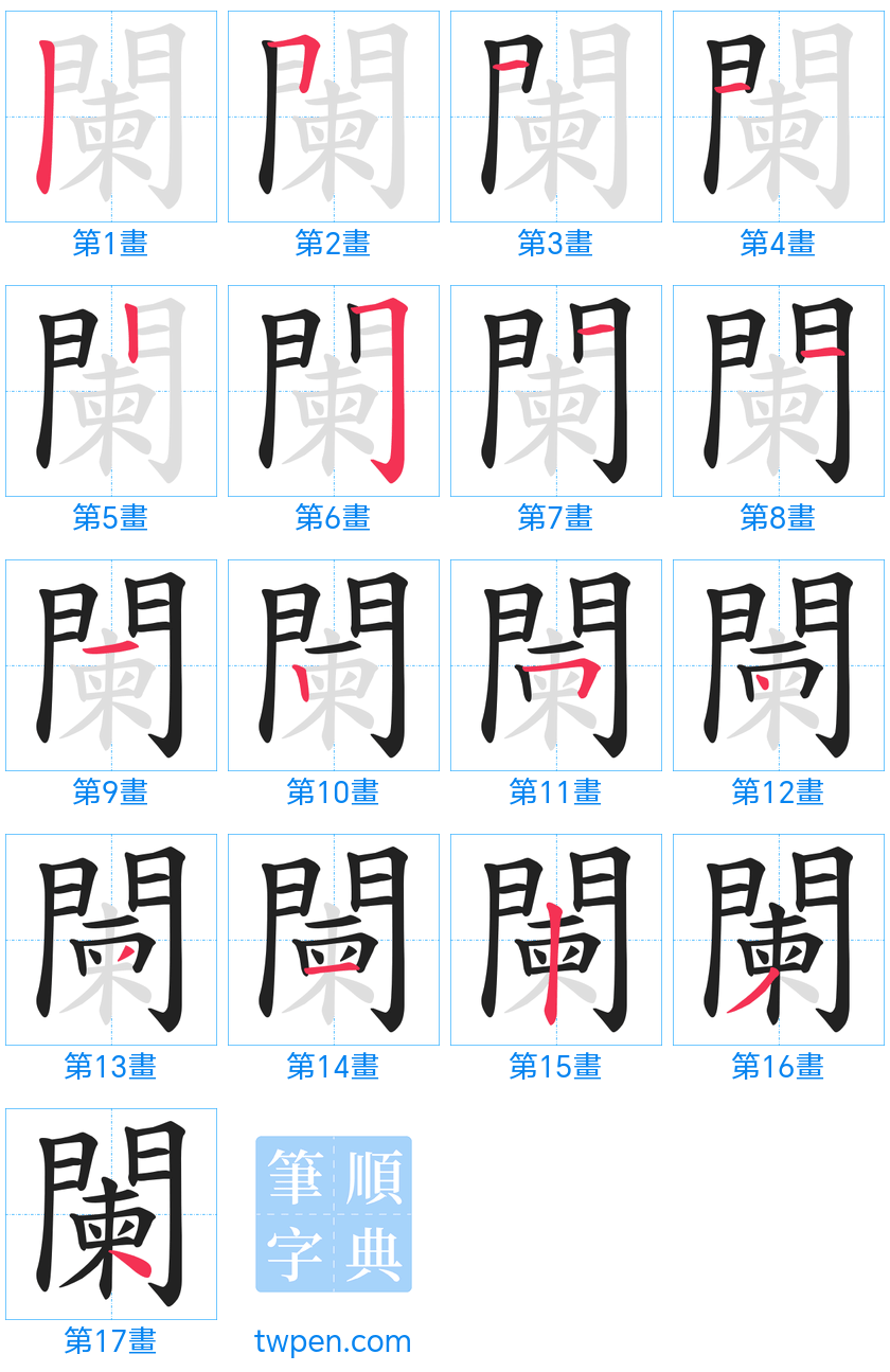 “「闌」的筆畫”