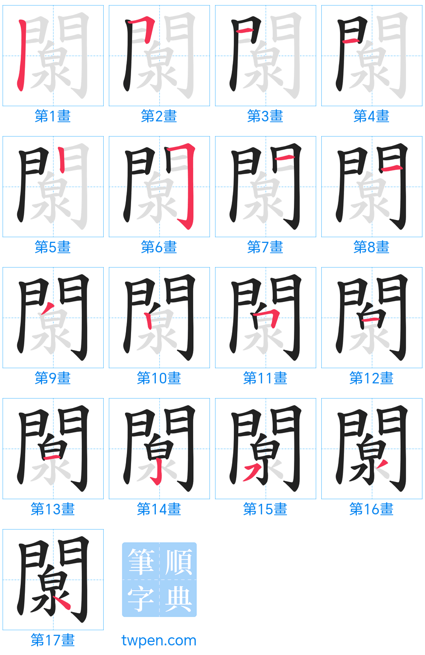 “「闎」的筆畫”