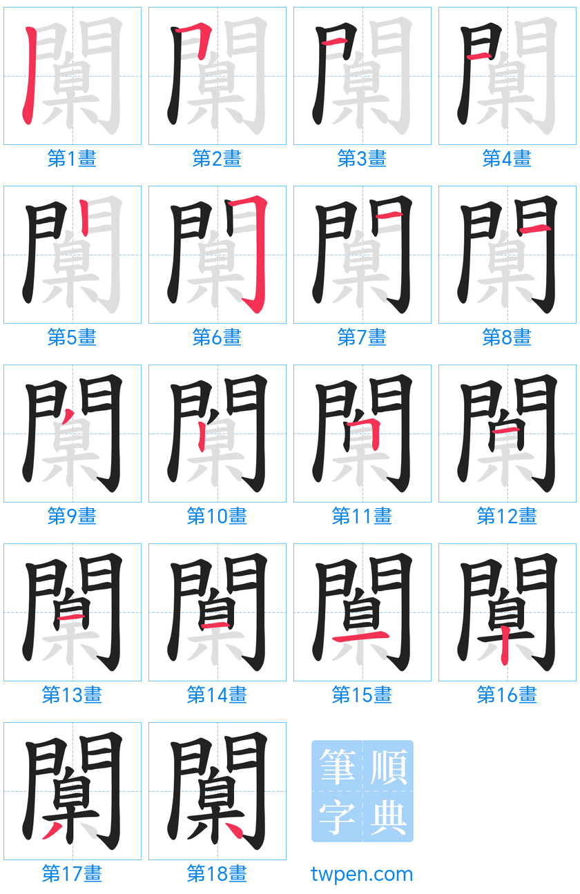 “「闑」的筆畫”