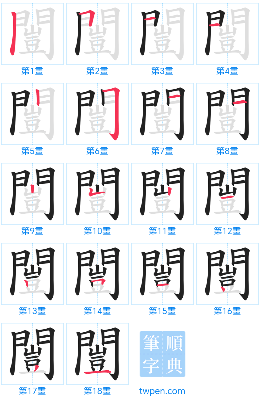 “「闓」的筆畫”