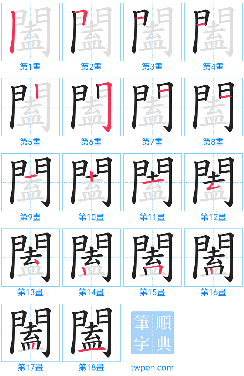 “「闔」的筆畫”