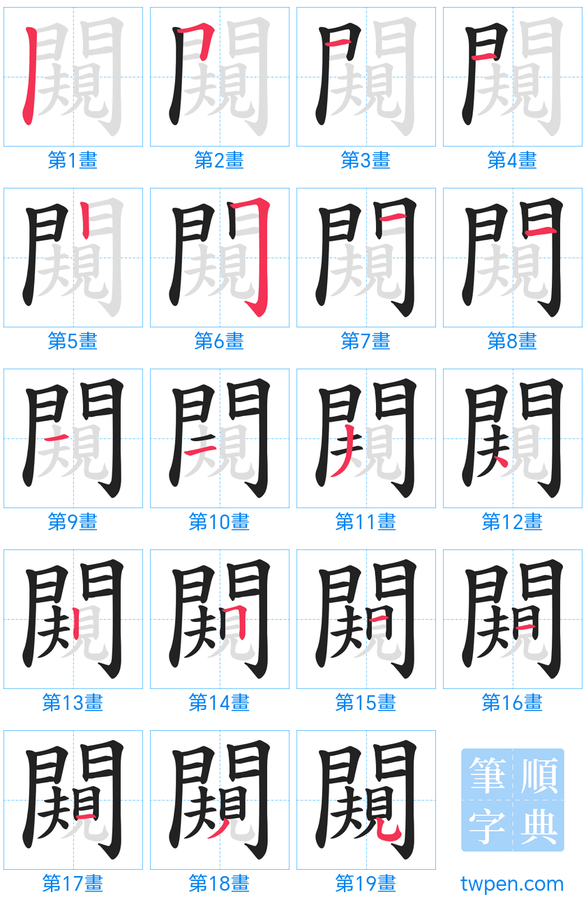 “「闚」的筆畫”