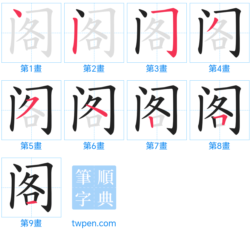 “「阁」的筆畫”