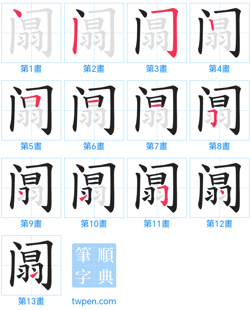 “「阘」的筆畫”