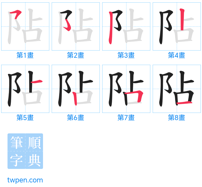 “「阽」的筆畫”