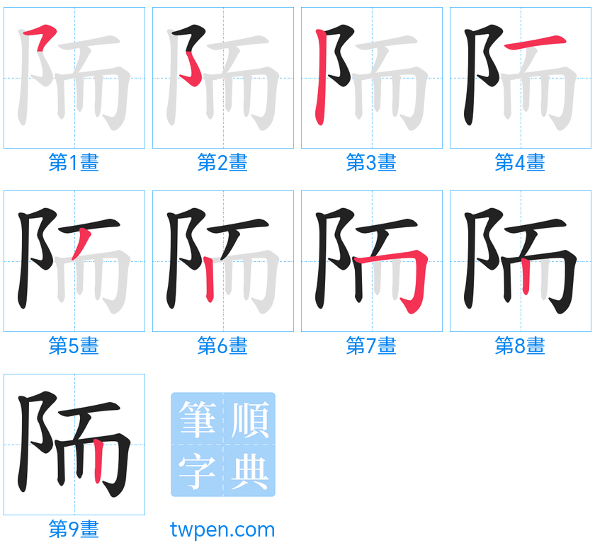 “「陑」的筆畫”