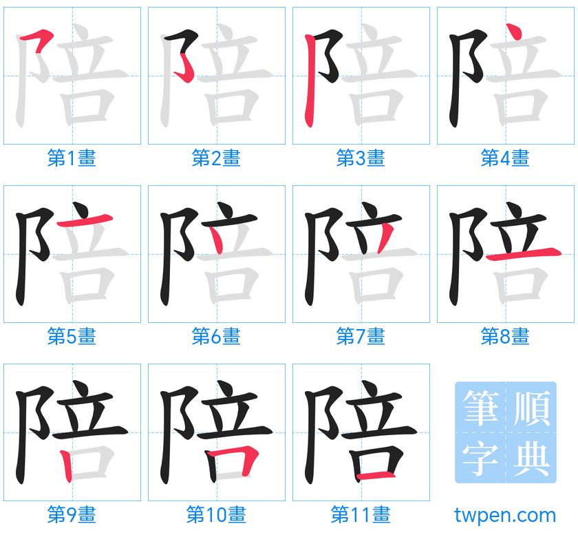 “「陪」的筆畫”