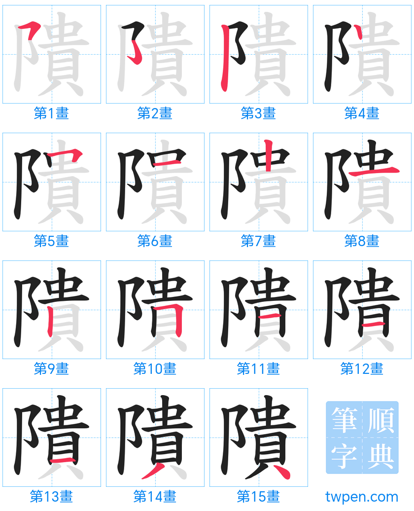 “「隤」的筆畫”