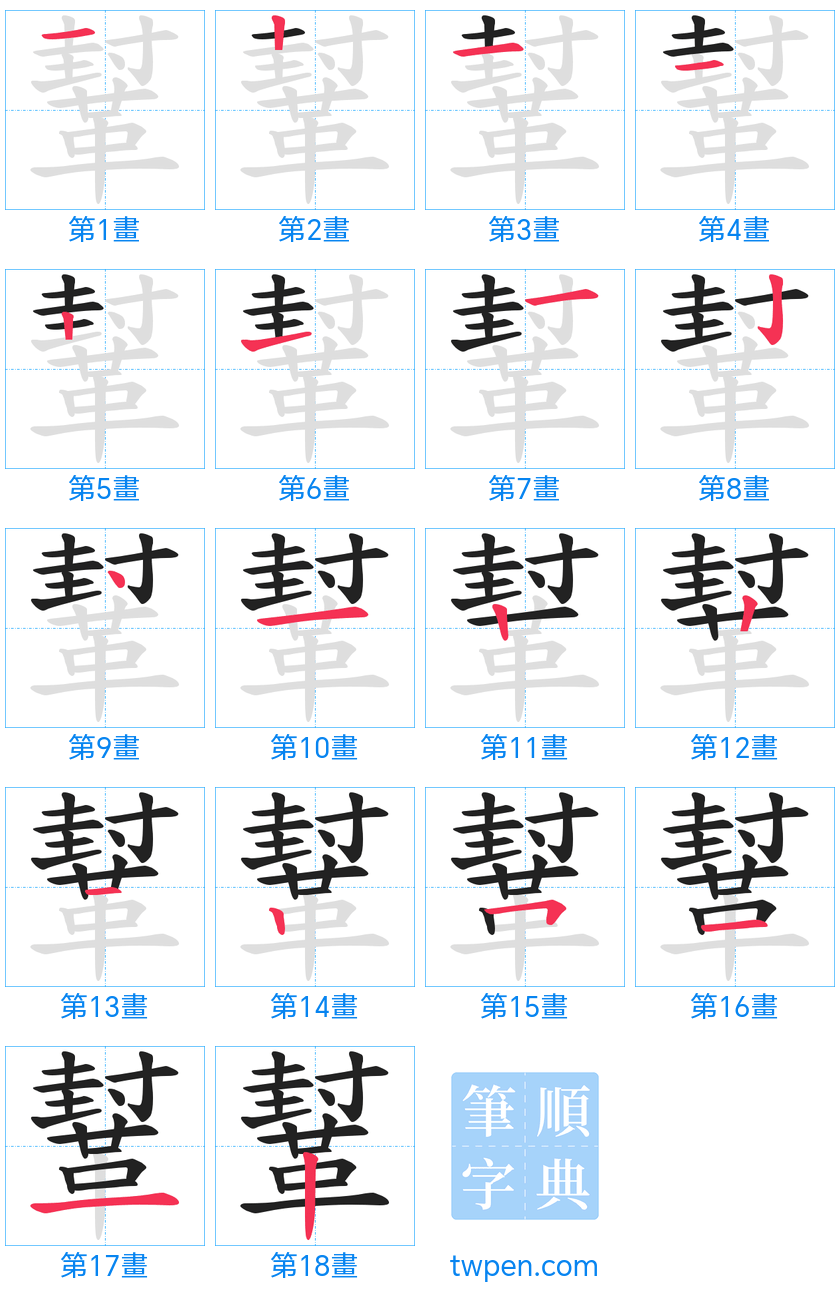 “「鞤」的筆畫”