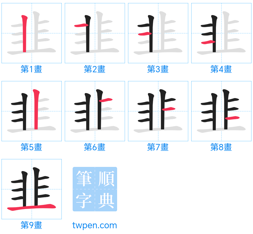 “「韭」的筆畫”