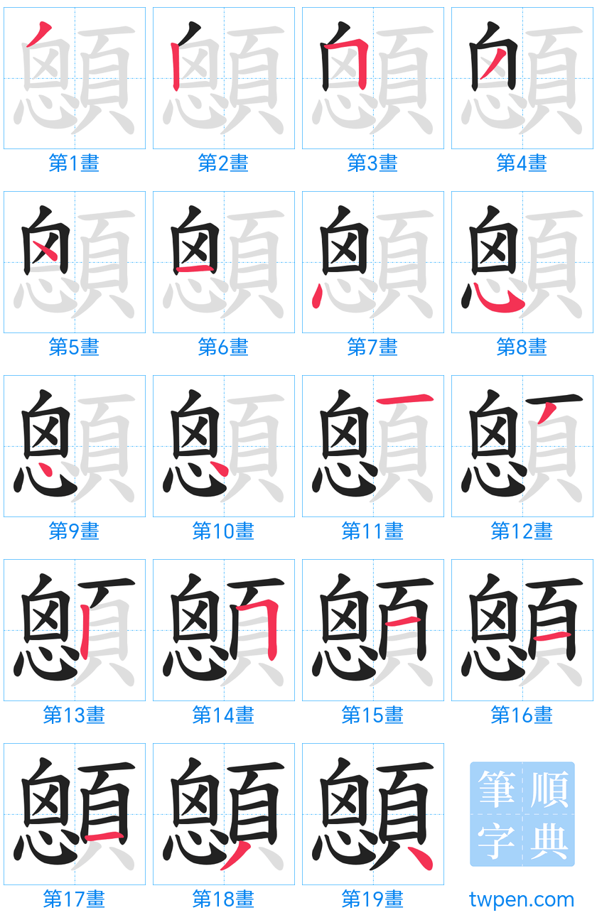 “「顖」的筆畫”