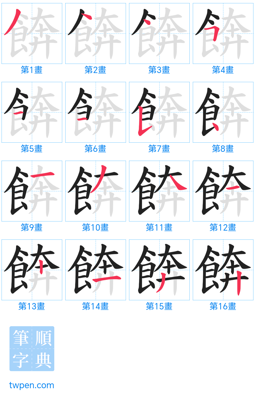 “「餴」的筆畫”