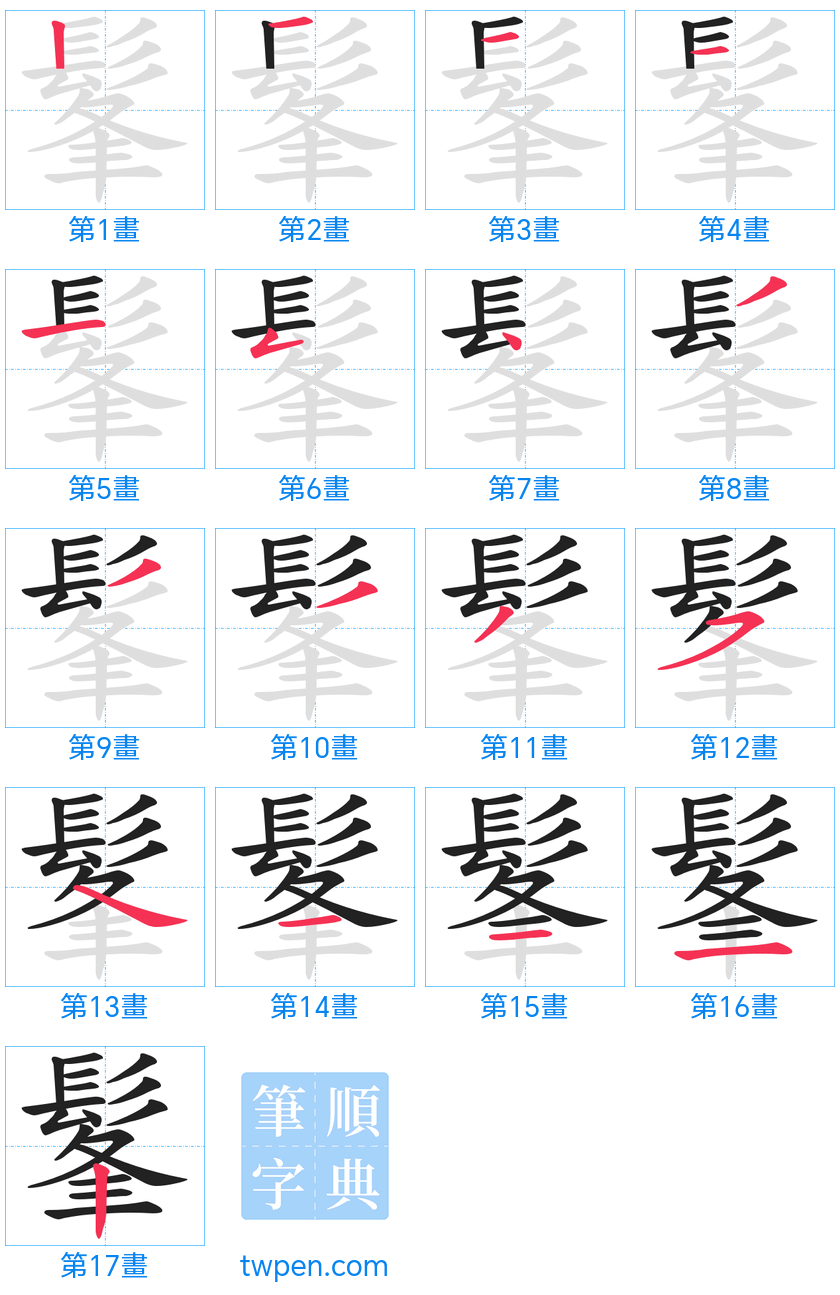 “「髼」的筆畫”