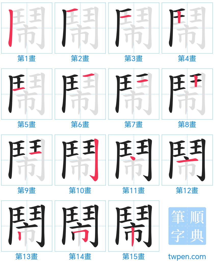 “「鬧」的筆畫”