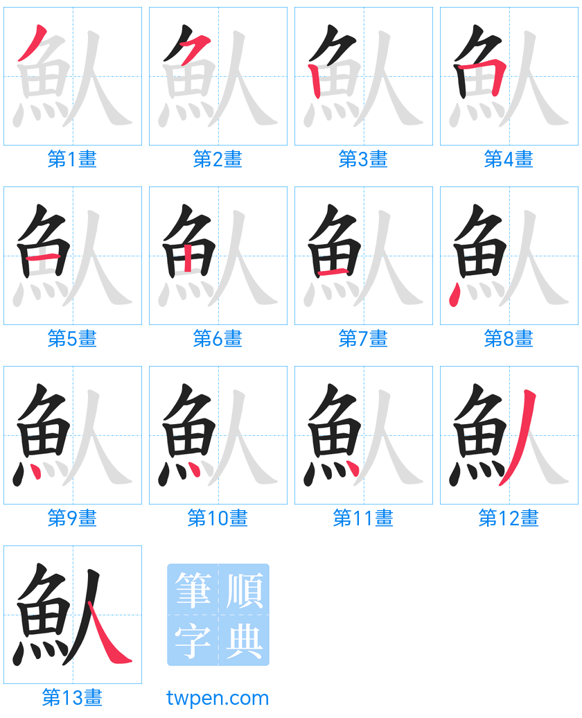 “「魜」的筆畫”